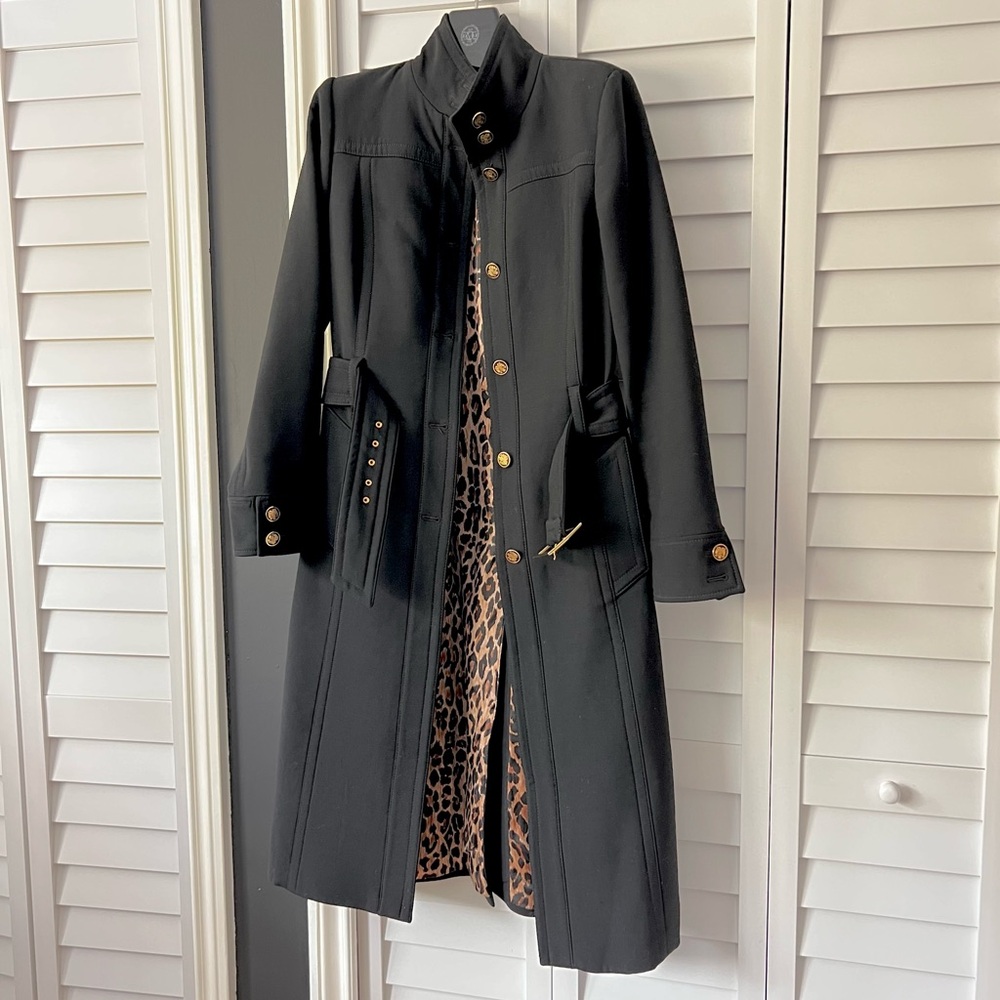Vintage Dolce & Gabbana Wool Coat Black Gold Button Belted High Collar IT44 US 8 - Picture 5 of 16